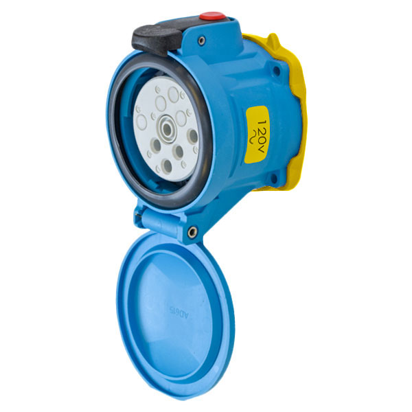 63-64165-972 - DSN60 RECEPTACLE POLY BLUE SIZE 3 TYPE 4X IP 69 1P+N+G 60A 120 VAC 60 Hz +2 AUX